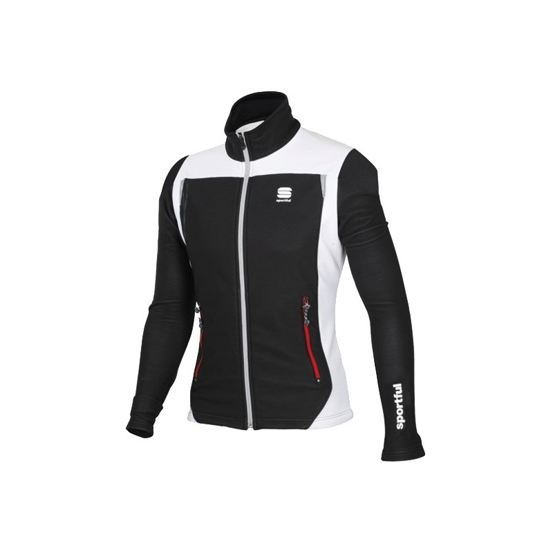 разминочная куртка Sportful Team WS Jacket чёрная с белой вставкой разминочная куртка Sportful Team WS Jacket чёрная с белой вставкой